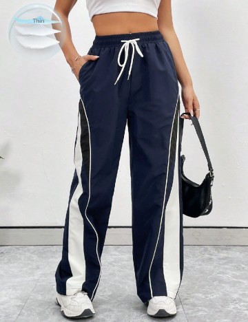 Pantaloni SHEIN, bleumarin/alb