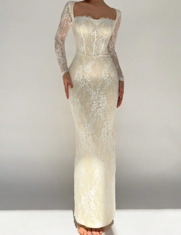 Rochie lunga SHEIN, galben/alb