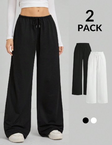 Set pantaloni 2 bucati SHEIN, negru/alb