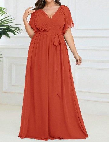 Rochie lunga Ever-Pretty Plus Size, portocaliu