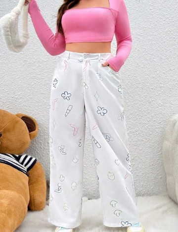 Pantaloni SHEIN CURVE, alb