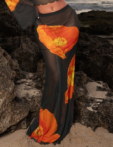 Fusta de plaja SHEIN, negru