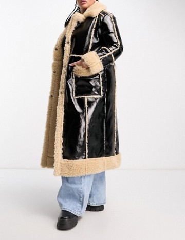 Palton Qed London Plus Size, negru