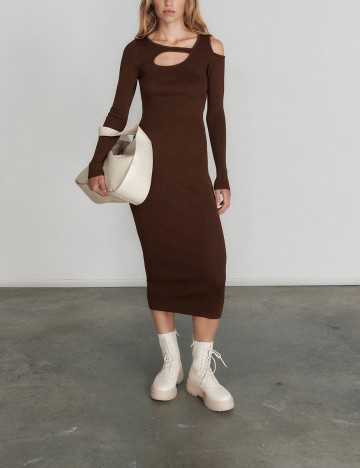 Rochie medie Reserved, maro inchis