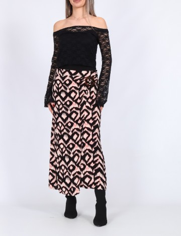 Fusta Vero Moda, negru/portocaliu