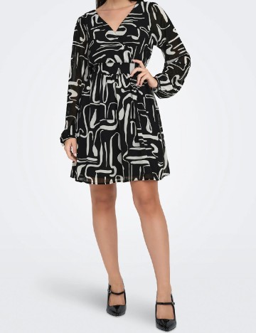 Rochie scurta Only, alb/negru