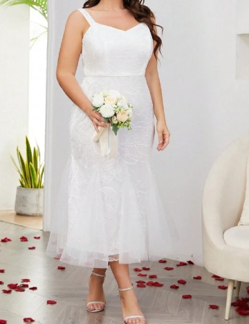 Rochie medie SHEIN CURVE, alb