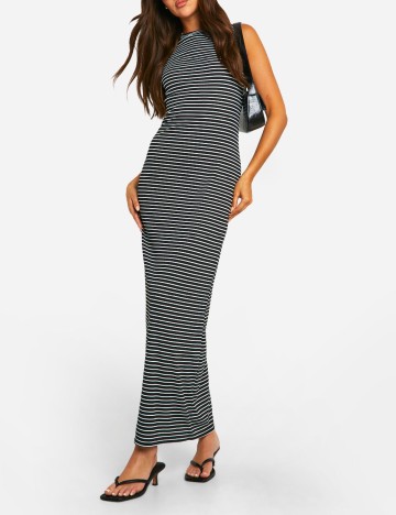 Rochie lunga Boohoo, negru/alb