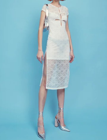 Rochie medie Collective The Label, alb