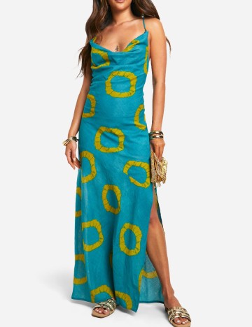 Rochie lunga Boohoo, turcoaz