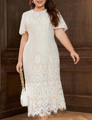 Rochie medie SHEIN CURVE, alb