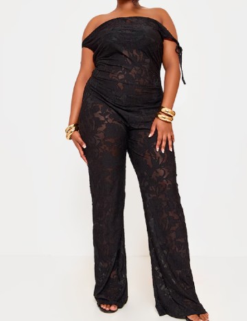 Salopeta PrettyLittleThing Plus Size, negru