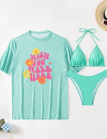 Costum de baie SHEIN, turcoaz