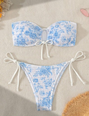 Costum de baie SHEIN, alb/albastru