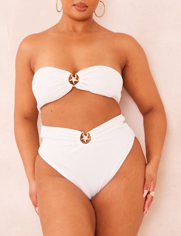 Sutien de baie PrettyLittleThing Plus Size, alb