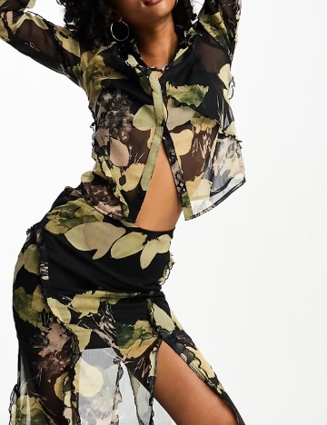 Camasa ASOS, negru/verde