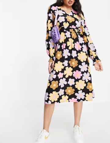Rochie medie Pieces, floral print