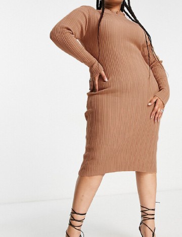 Rochie medie I SAW IT FIRST Plus Size, maro