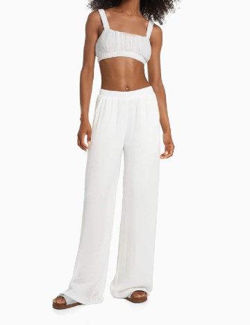 Pantaloni Bershka, alb