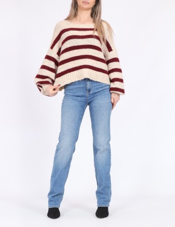 Pulover Only, crem/visiniu