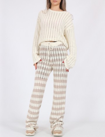 Pantaloni Noisy May, alb/crem