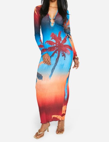 Rochie lunga Boohoo, mix culori