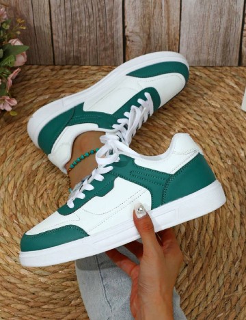 Adidasi SHEIN, alb/verde