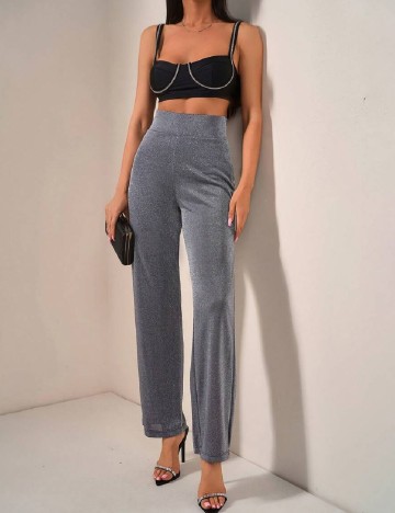 Pantaloni SHEIN, argintiu