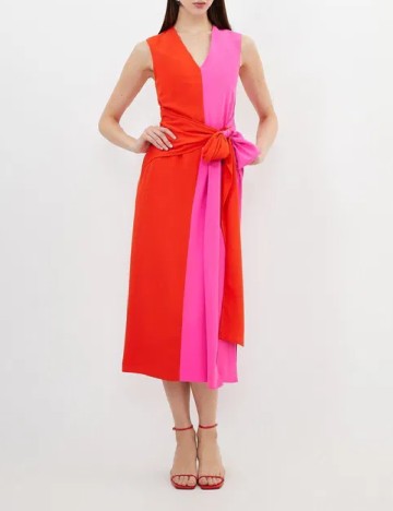 Rochie medie Karen Millen, rosu/roz