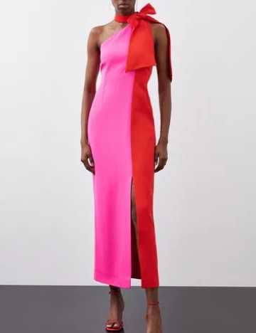 Rochie lunga Karen Millen, rosu/roz