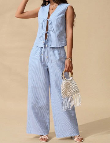 Compleu SHEIN, albastru/alb