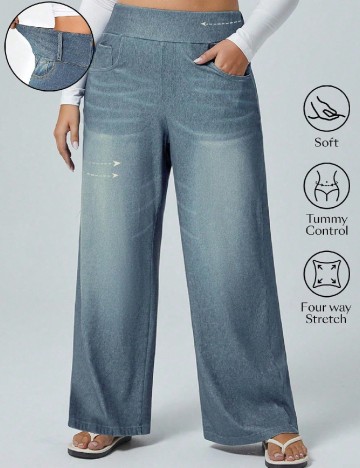 Pantaloni SHEIN CURVE, albastru