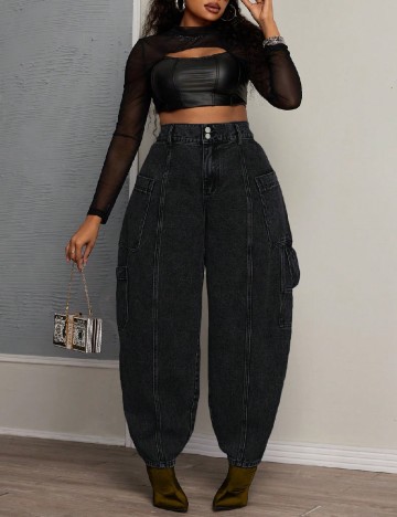 Blugi SHEIN CURVE, negru