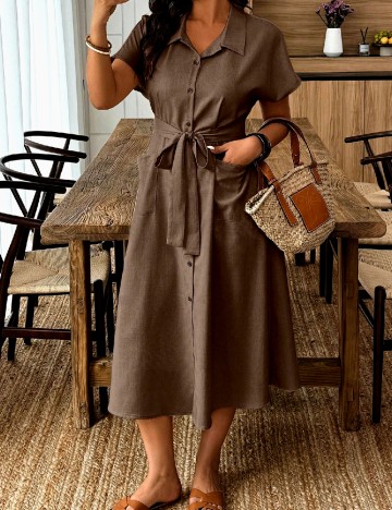 Rochie medie SHEIN CURVE, maro