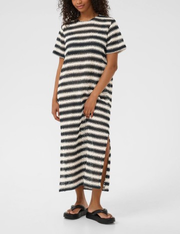 Rochie lunga Kaffe, alb/negru