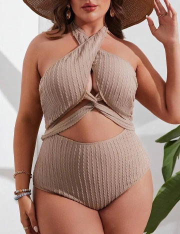 Costum de baie SHEIN CURVE, maro Maro