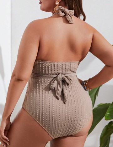 Costum de baie SHEIN CURVE, maro