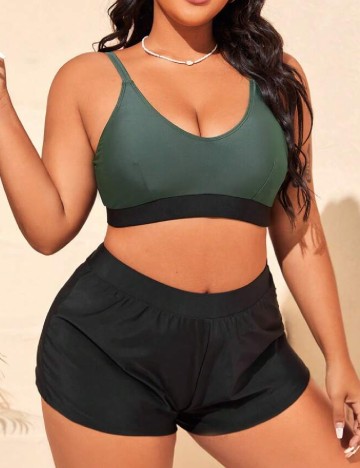 Costum de baie SHEIN CURVE, negru-verde