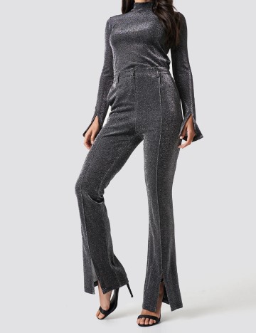 Pantaloni NA-KD, argintiu