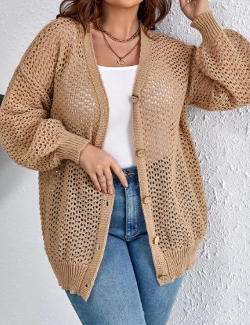 Cardigan SHEIN CURVE, maro
