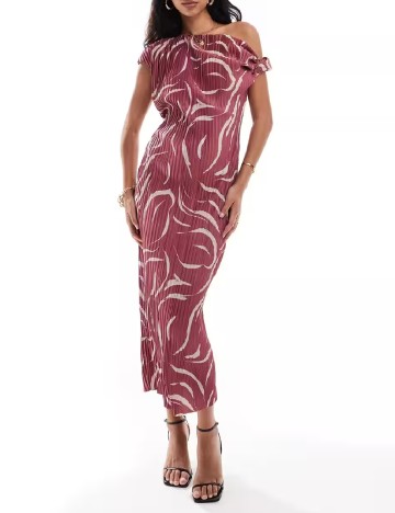 Rochie medie ASOS, roz pudra inchis