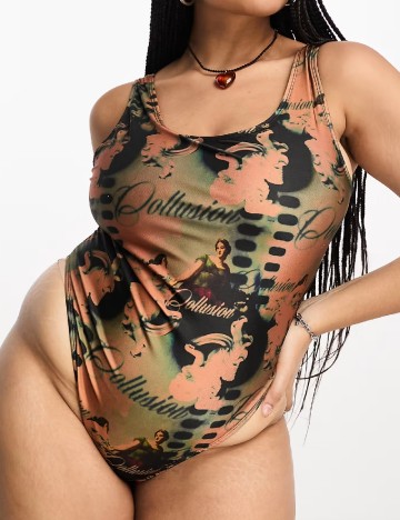 Costum de baie Collusion Plus Size, mix culori