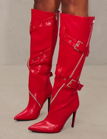 Cizme PrettyLittleThing, rosu