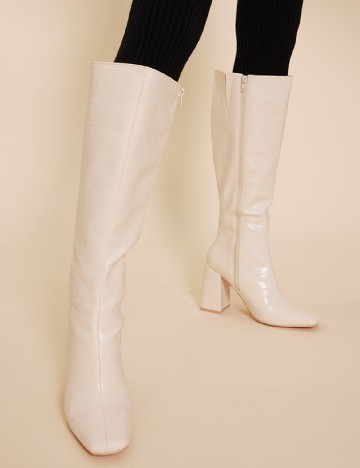 Cizme PrettyLittleThing, ecru