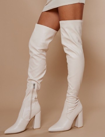 Cizme PrettyLittleThing, ecru