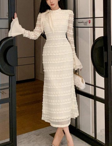 Rochie lunga SHEIN, crem