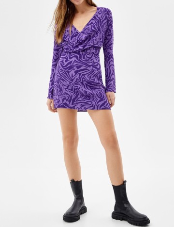 Rochie scurta Bershka, mov, XS