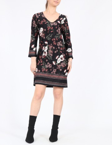 Rochie medie Happy Holly, negru floral, 36/38