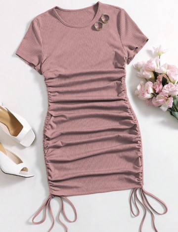 Rochie scurta SHEIN, roz pudra
