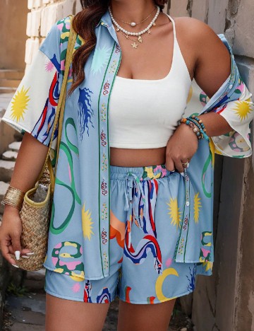 Compleu SHEIN CURVE, albastru